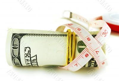 One hundred dollar bill roll - dollar grows thin