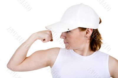 The strong girl in a cap