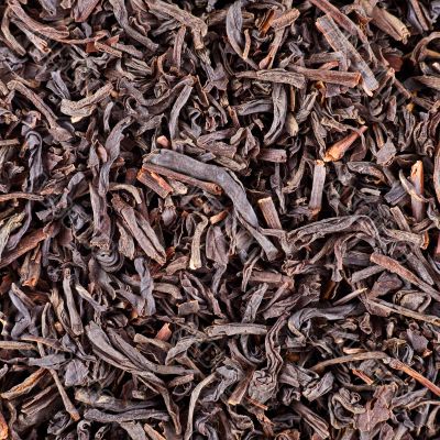 Dry black tea leaves