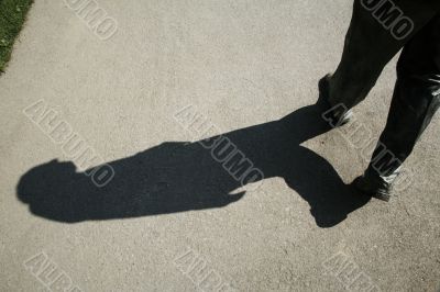 man walking shadow