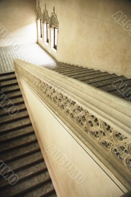 downstairs