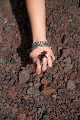 hand pick up stones