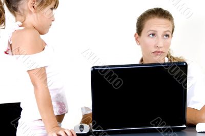 mother and daughter with laptop