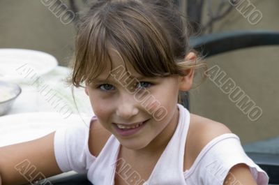 pleased girl looking to camera
