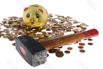 Piggy bank with small change