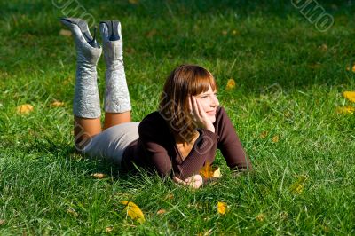 girl on green grass