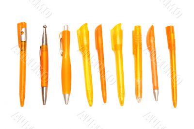 Orange pens on
