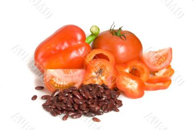 pepper, tomato and beans
