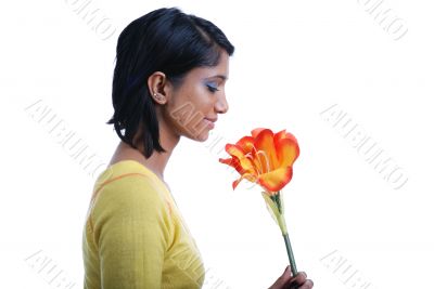 Artificial flower and real girl