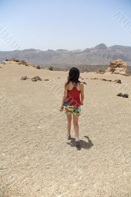 woman walking at the country
