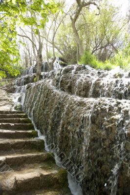waterfall and stairs