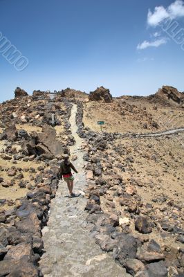 walking on volcanic path