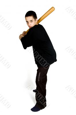 teenage boy is playing softball