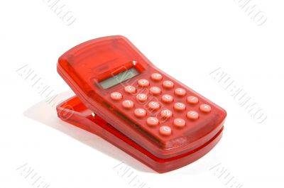 red calculator and clip in one