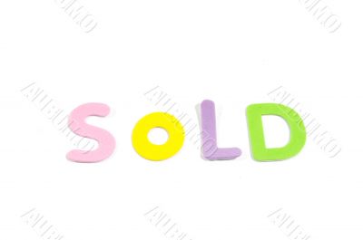 sold in colorfull letters