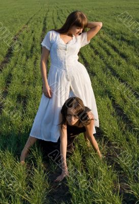 Two girls on the grass 3