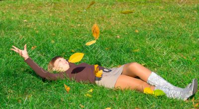 girl on green grass