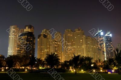 Night skyscrapers of Dubai