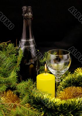 New Year`s bottle of champagne