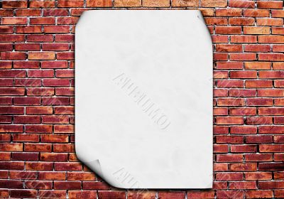 Blank poster on brick wall