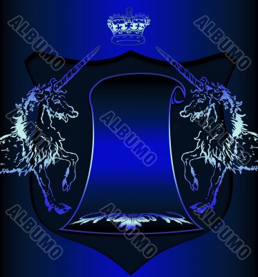 Heraldic symbols on blue