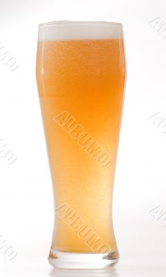 The misted over glass with beer