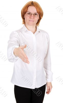 Girl in spectacles - handshake