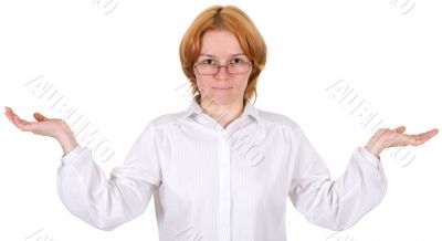 Woman on a white background
