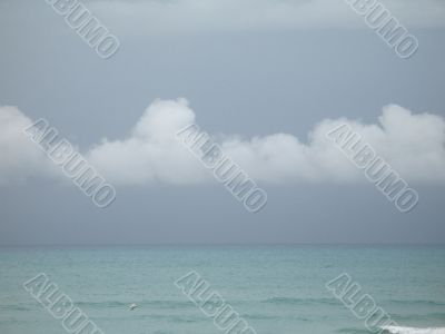 turquoise ocean and dark blue sky
