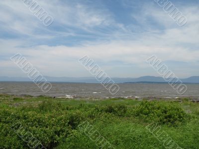 ocean and mountains landscape