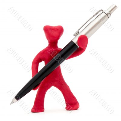 Abstract man with pen