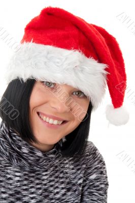 Young woman wearing Santa hat