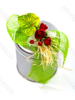 metal gift box with beautiful decoration