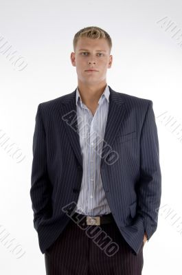 standing white businessman
