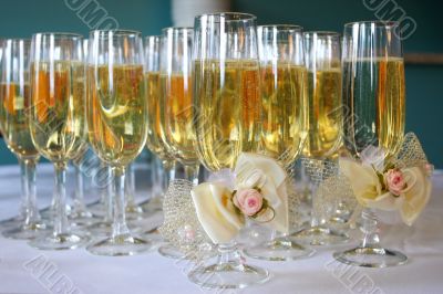Glasses with a champagne