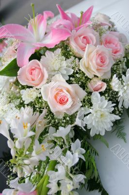 bouquet from roses and lilies
