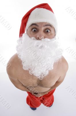 high angle view of shocked santa clause