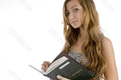 school girl  posing with book