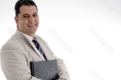 happy businessman with file