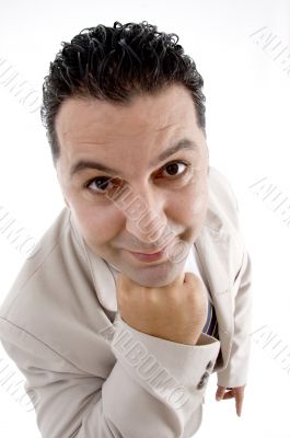 businessman showing his face
