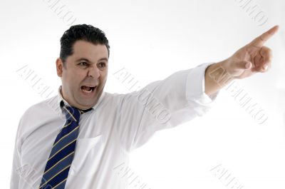 businessman pointing side