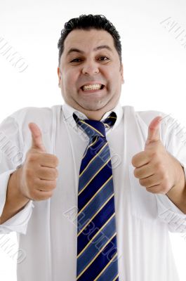 businessman showing approved hand gesture