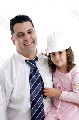 father posing with his cute daughter