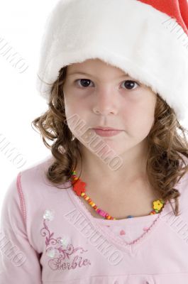 portrait of girl wearing christmas hat