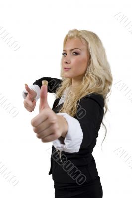 female wishing good luck
