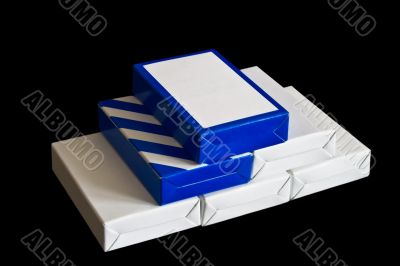 Boxes on a black background
