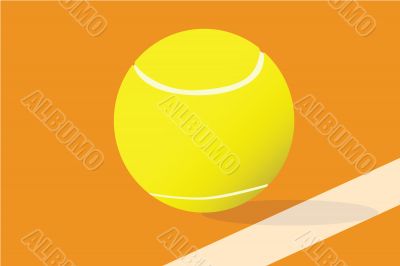 Tennis ball on a clay court