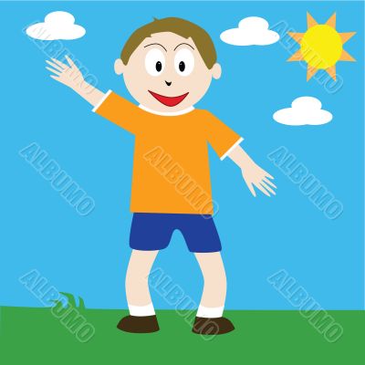 Boy waving