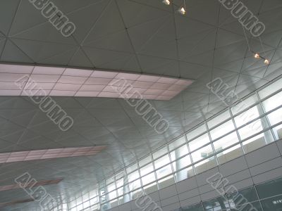 modern interior, white ceiling and windows