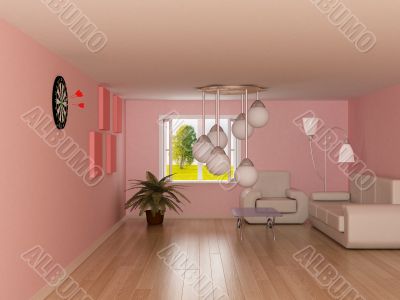 Interior of a living room. 3D image.